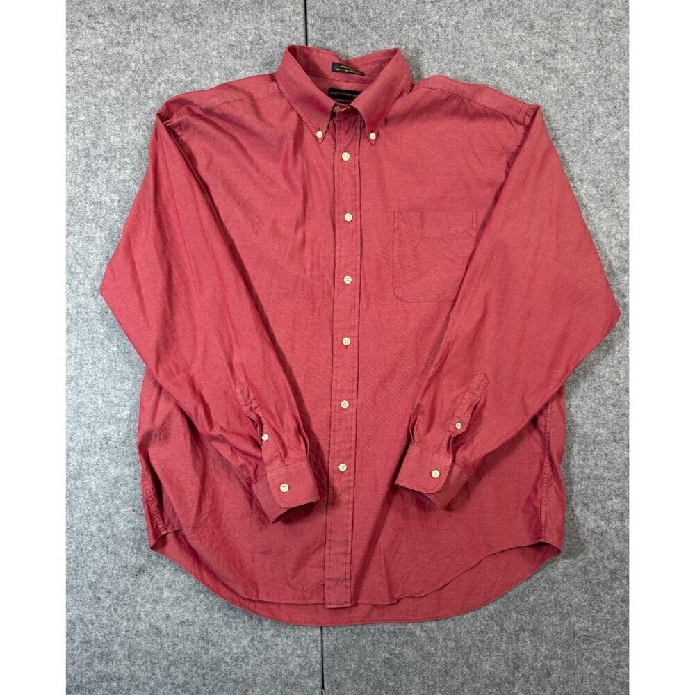 Alexander Julian Shirt Men's XL Burgundy 100% Cotton Pocket Button-Down Oxford